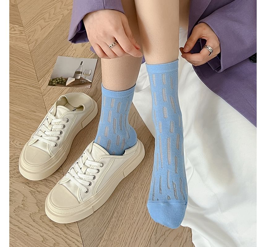 Plain Mesh Panel Socks Set SpreePicky