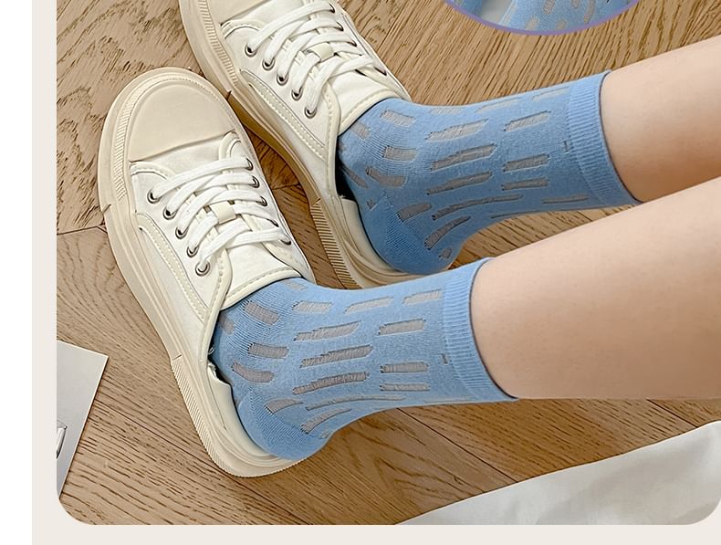 Plain Mesh Panel Socks Set SpreePicky