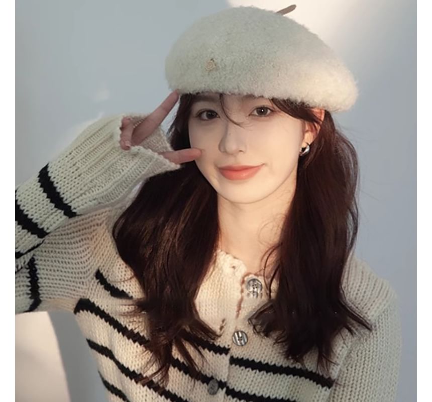 Faux Shearling Beret Hat SpreePicky