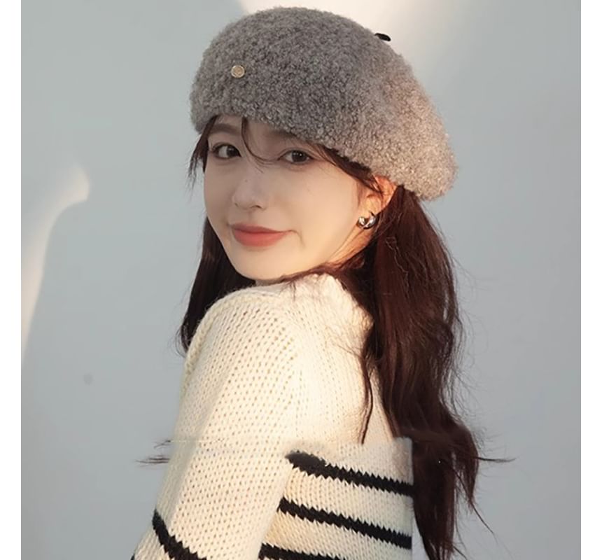 Faux Shearling Beret Hat SpreePicky