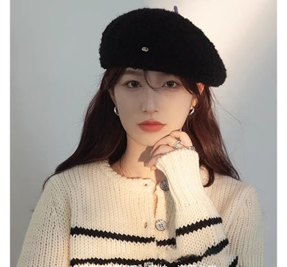 Faux Shearling Beret Hat SpreePicky