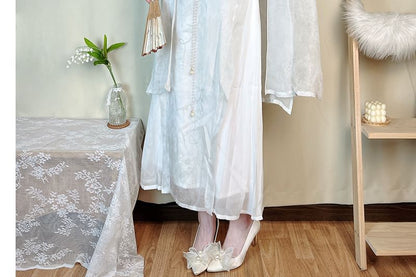 Short-Sleeve Sheer Panel Maxi Sheath  Lolita Dress  / Light Jacket / Set mySite