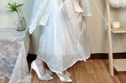 Short-Sleeve Sheer Panel Maxi Sheath  Lolita Dress  / Light Jacket / Set mySite