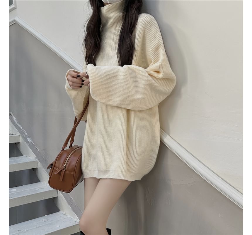 Turtleneck Plain Oversized Sweater SpreePicky