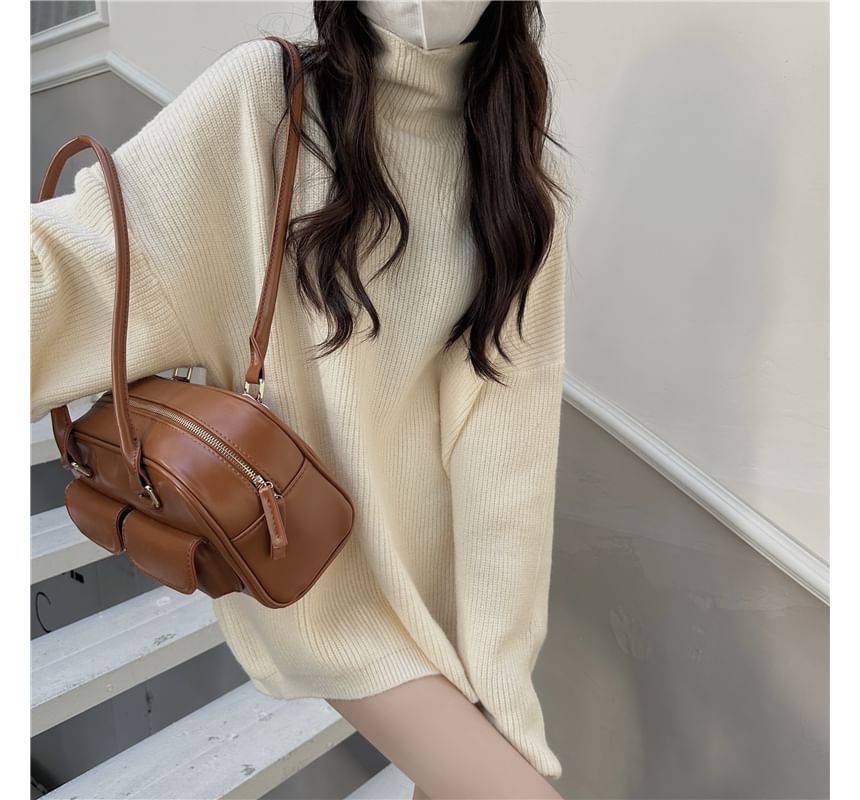 Turtleneck Plain Oversized Sweater SpreePicky