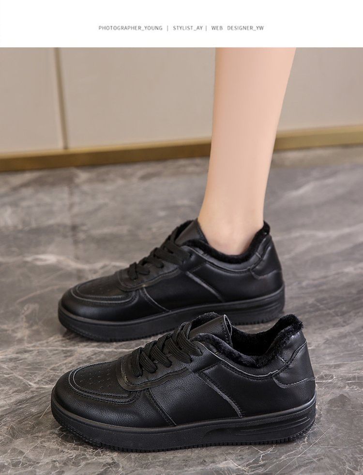 Platform Plain Panel Fleece-Lined Sneakers SpreePicky