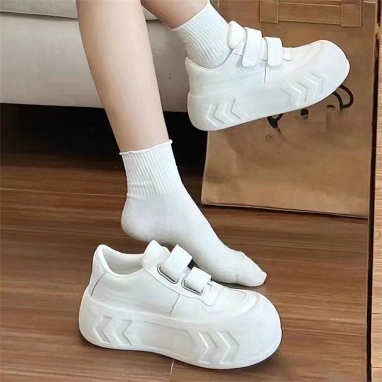 Platform Plain Panel Faux Leather Sneakers SpreePicky