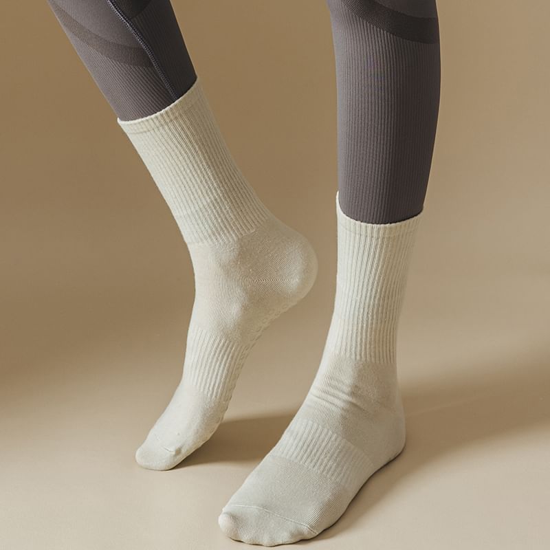 Plain Ribbed Anti-Slip Socks SpreePicky