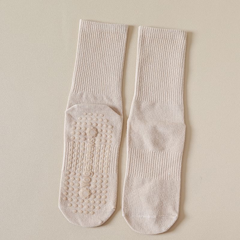 Plain Ribbed Anti-Slip Socks SpreePicky