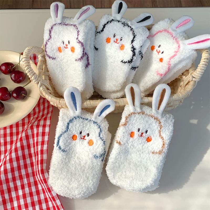 Rabbit Print Fluffy Socks SpreePicky