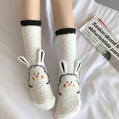 Rabbit Print Fluffy Socks SpreePicky