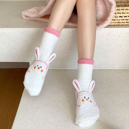 Rabbit Print Fluffy Socks SpreePicky