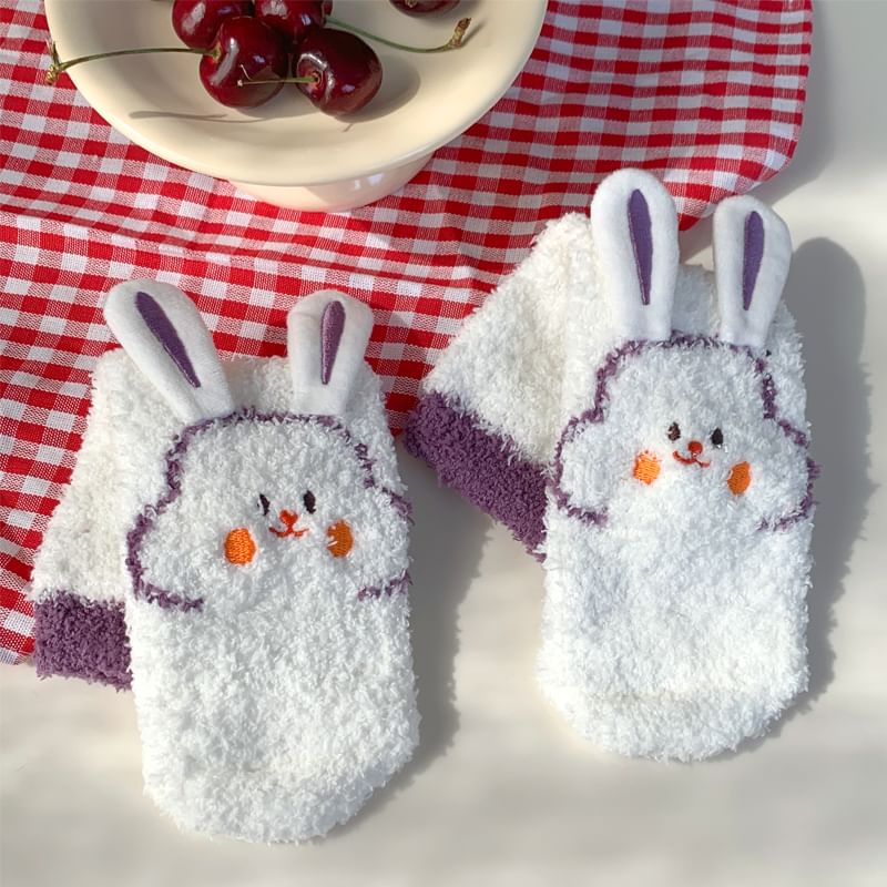 Rabbit Print Fluffy Socks SpreePicky