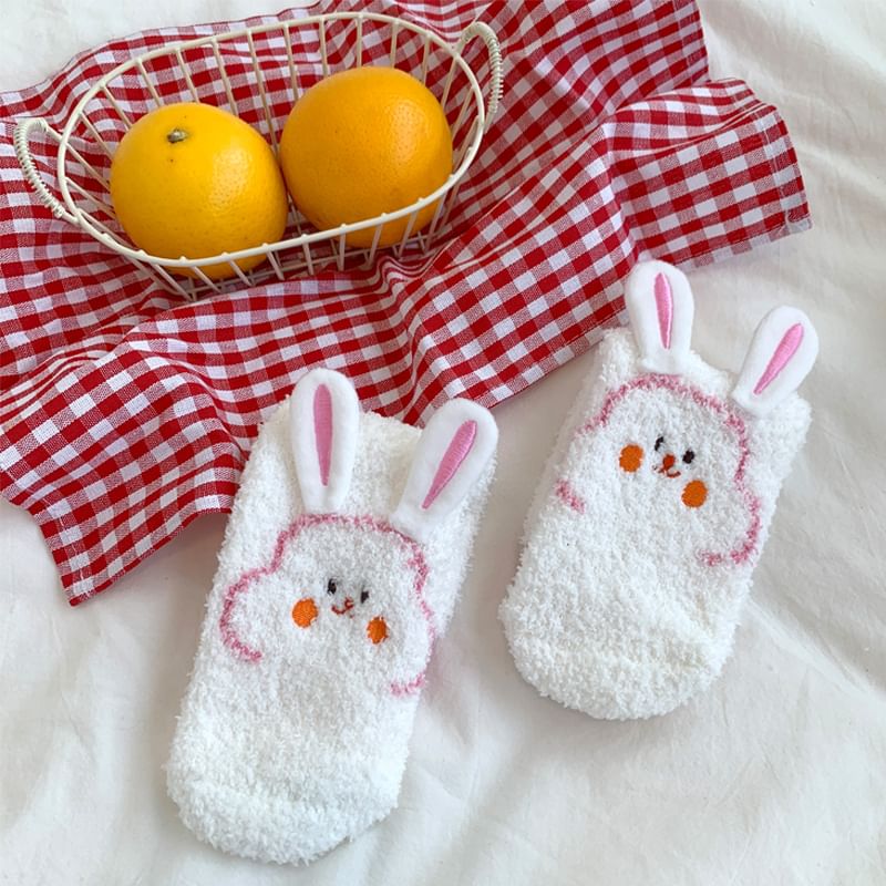 Rabbit Print Fluffy Socks SpreePicky