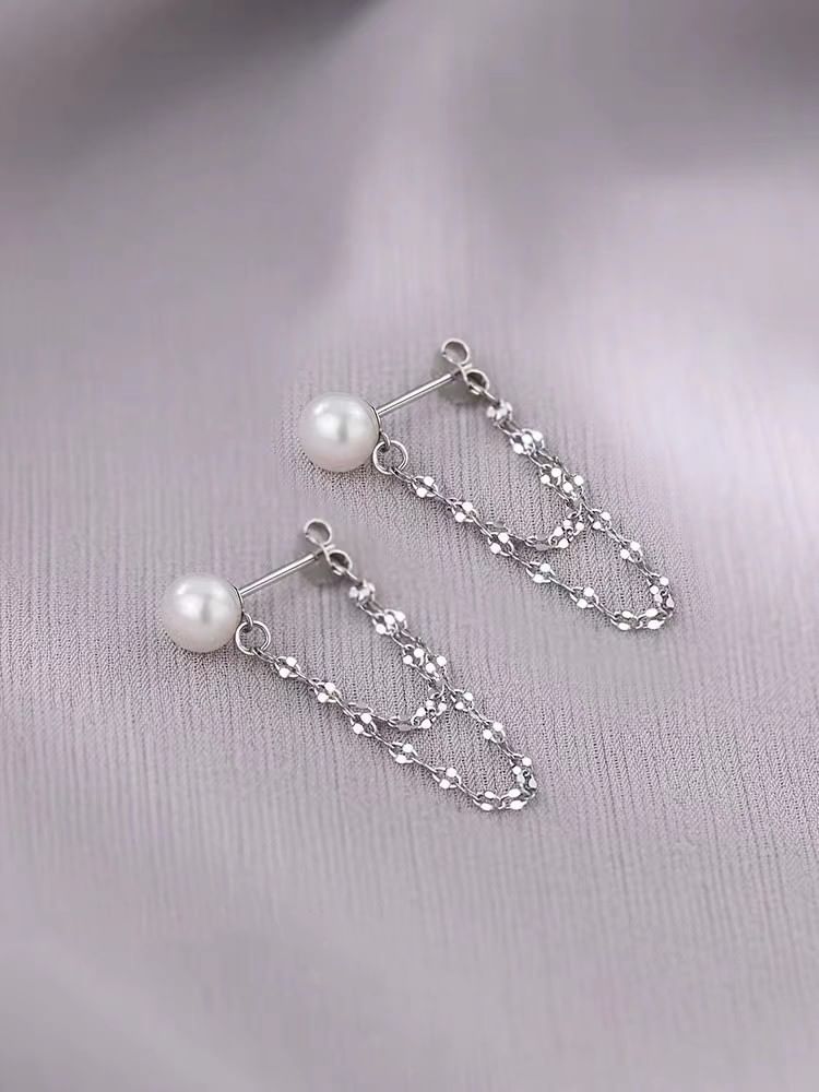 Faux Pearl Chain Alloy Dangle Earring SpreePicky