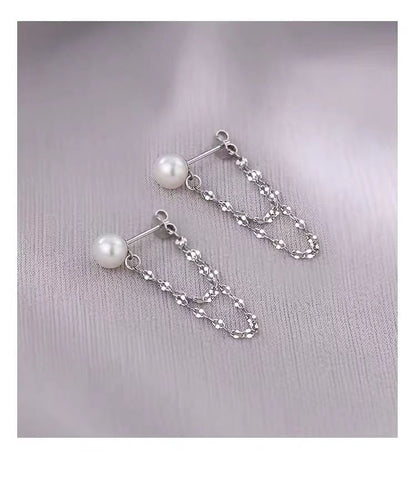 Faux Pearl Chain Alloy Dangle Earring SpreePicky