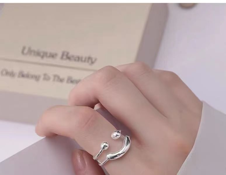 Smiley Layered Alloy Open Ring SpreePicky