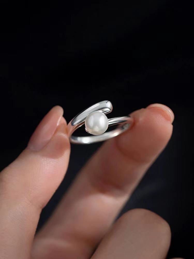 Faux Pearl Alloy Open Ring SpreePicky