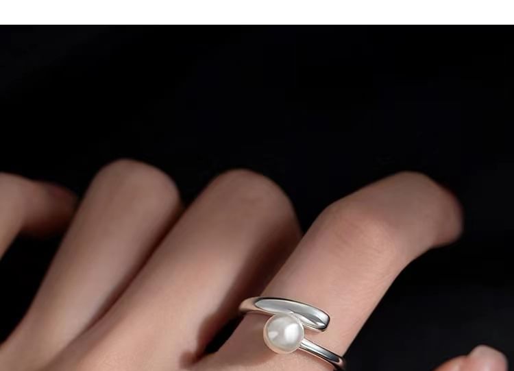 Faux Pearl Alloy Open Ring SpreePicky