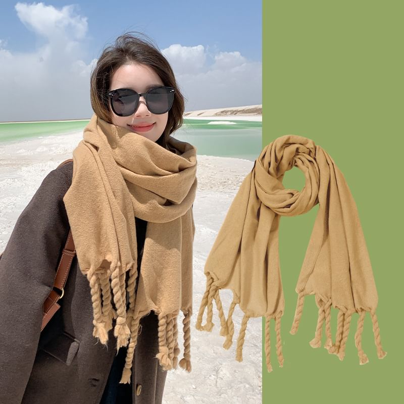 Fringed Plain Scarf SpreePicky