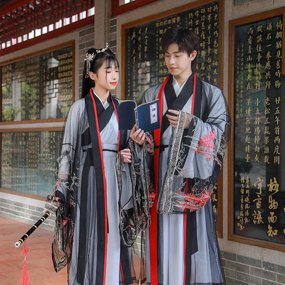 Couple Matching Embroidered Mesh Hanfu Jacket / Top / Long Top / High Waist Maxi A SpreePicky