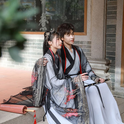 Couple Matching Embroidered Mesh Hanfu Jacket / Top / Long Top / High Waist Maxi A SpreePicky