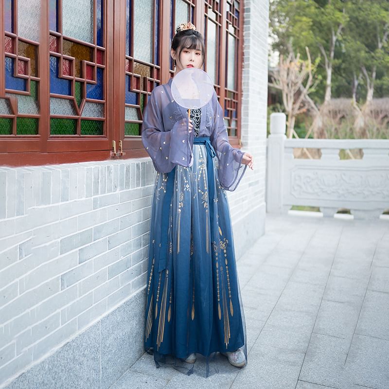 Patterned Print Hanfu Costume Set SpreePicky