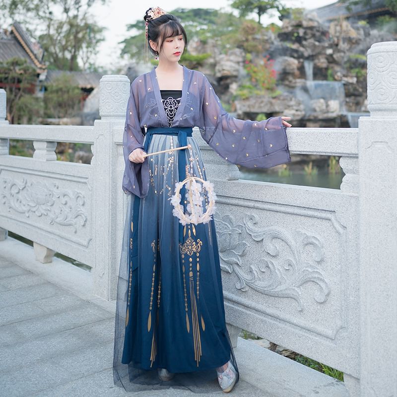 Patterned Print Hanfu Costume Set SpreePicky