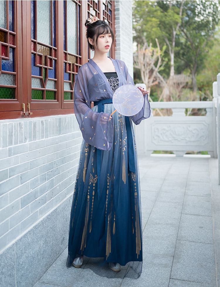 Patterned Print Hanfu Costume Set SpreePicky