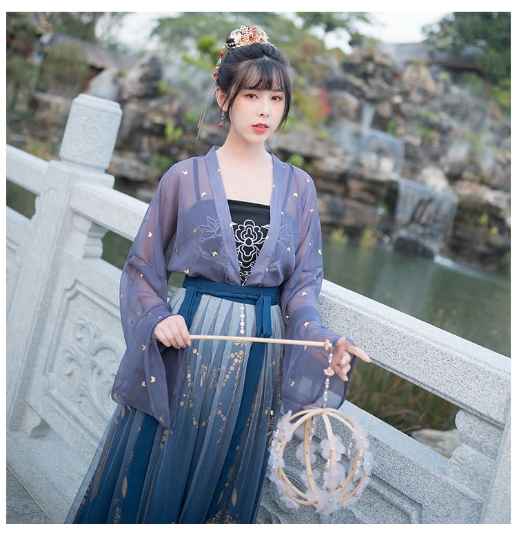 Patterned Print Hanfu Costume Set SpreePicky