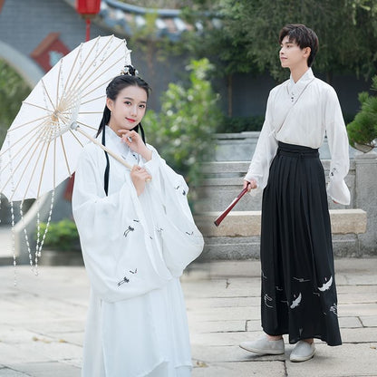 Couple Matching Crane Embroidered Hanfu Jacket / Long SpreePicky