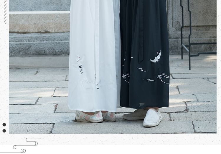 Couple Matching Crane Embroidered Hanfu Jacket / Long SpreePicky