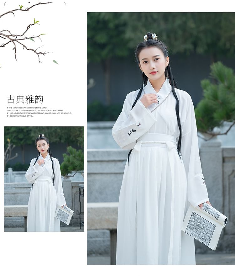 Couple Matching Crane Embroidered Hanfu Jacket / Long SpreePicky