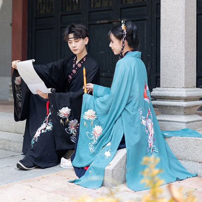 Couple Matching Fox Floral Embroidered Hanfu Jacket / Top / High Waist Maxi A SpreePicky