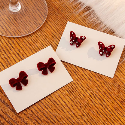 Flocking Bow / Butterfly Stud Earring SpreePicky