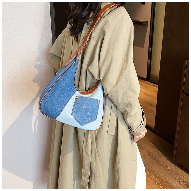 Two Tone Denim Shoulder Bag SpreePicky