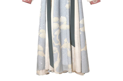 Short-Sleeve Plain Hanfu Top / Long-Sleeve Floral Print Top / Leaf Print Shawl / Spaghetti Strap Pleated Dress SpreePicky