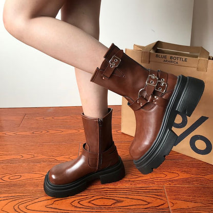 Buckled Platform Short Boots SpreePicky