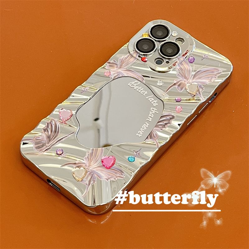 Butterfly Mirrored Phone Case - iPhone 15 Pro Max / 15 Pro / 15 / 14 Pro Max / 14 Pro / 14 / 13 Pro Max / 13 Pro / 13 / 12 Pro Max / 12 Pro / 12 / 11 SpreePicky