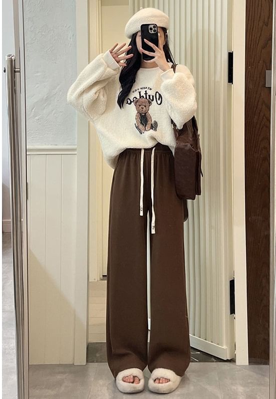 Corduroy High Waist Drawstring Wide Leg Pants SpreePicky