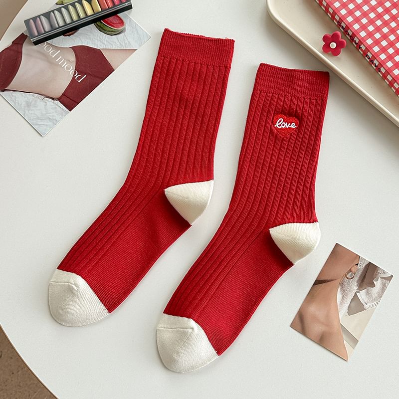 Striped Socks / Letter Embroidered Socks / Set SpreePicky