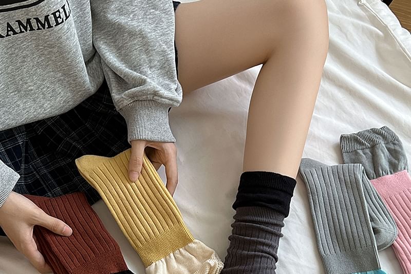 Two Tone Ribbed Socks / Set SpreePicky