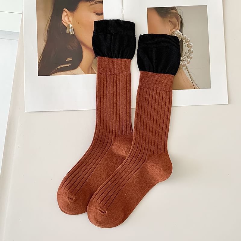 Two Tone Ribbed Socks / Set SpreePicky