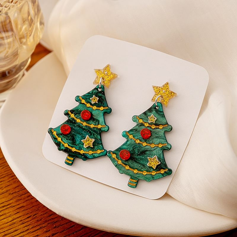 Christmas Tree Resin Drop Earring SpreePicky