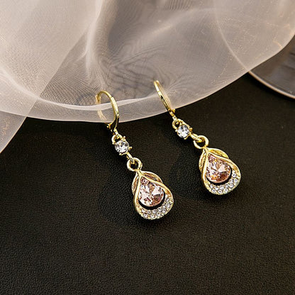 Faux Cat Eye Stone Rhinestone Alloy Dangle Earring SpreePicky