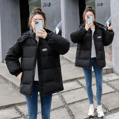 Hooded Lettering Puffer Jacket SpreePicky