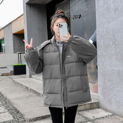 Hooded Lettering Puffer Jacket SpreePicky