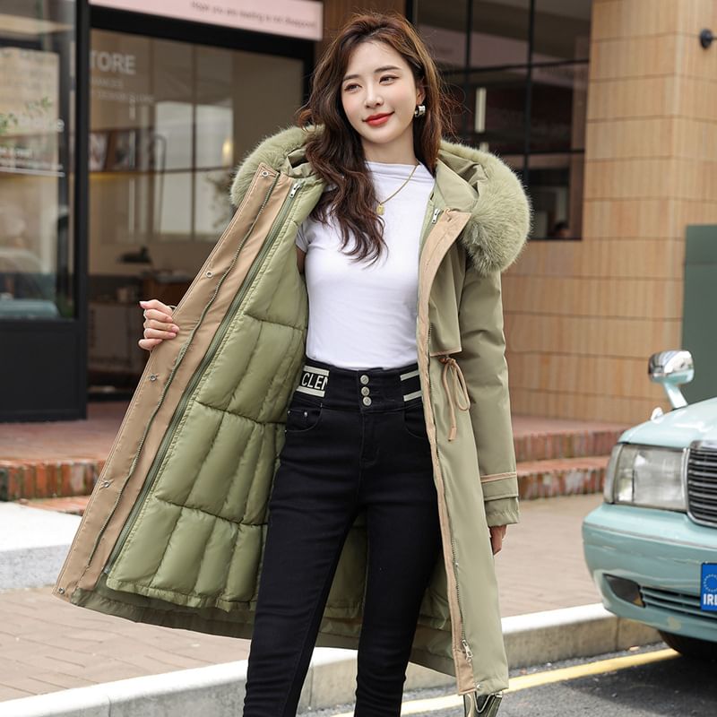 Fluffy Hooded Plain Puffer Coat SpreePicky