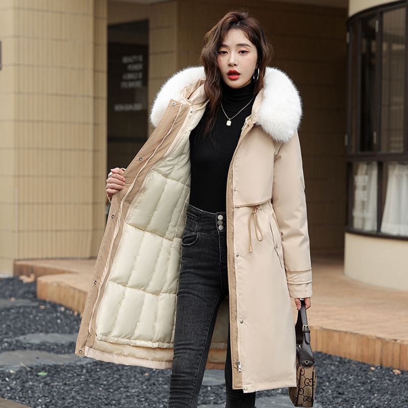 Fluffy Hooded Plain Puffer Coat SpreePicky