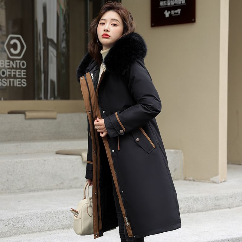 Fluffy Hooded Plain Puffer Coat SpreePicky